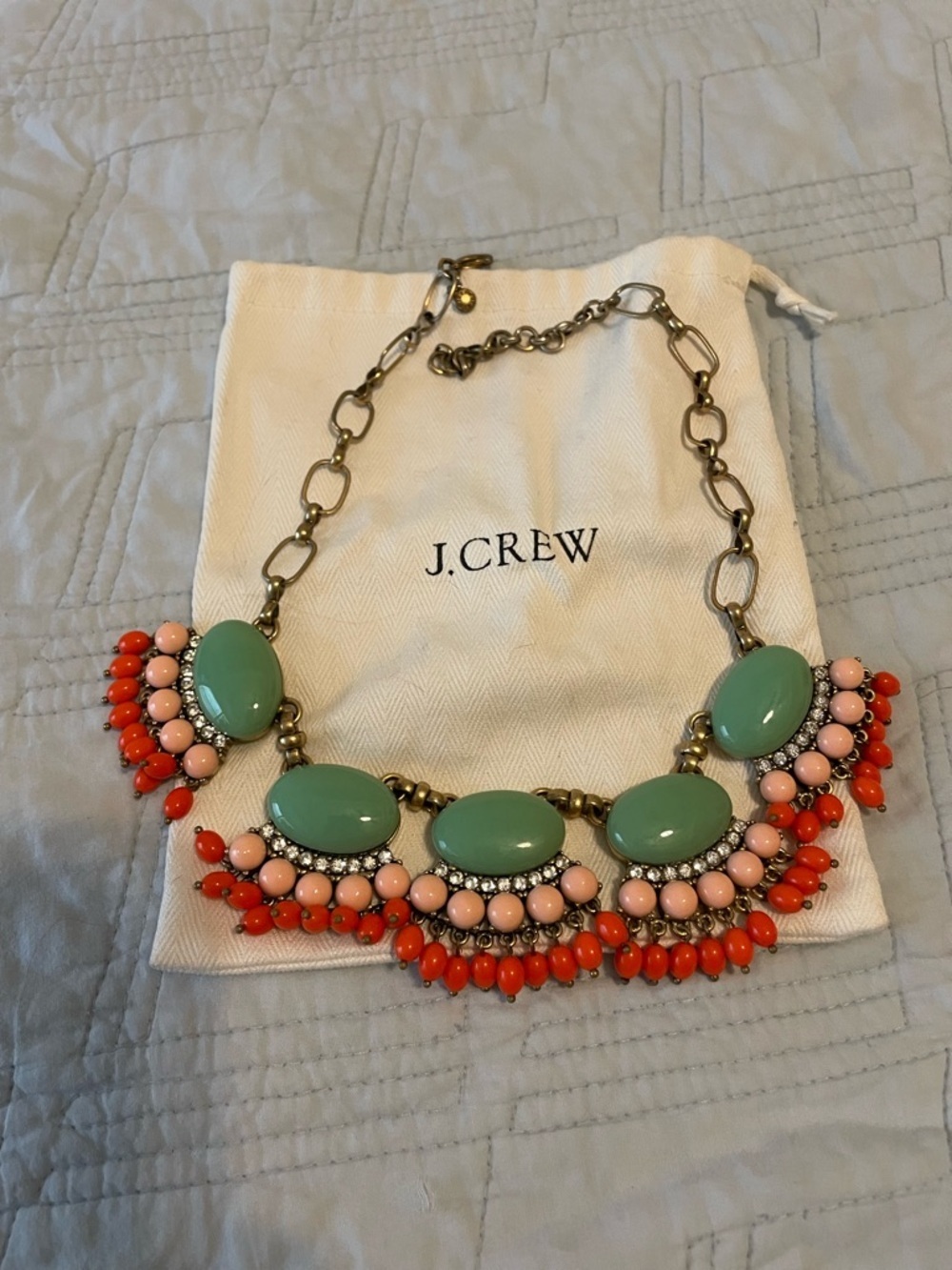 J. Crew Green, Pink & Coral Statement Necklace